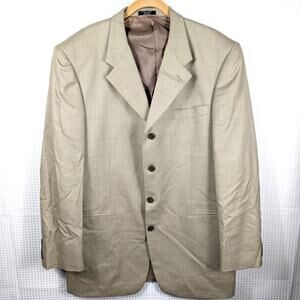 Jones New York 42L Tan Silk Wool Sharkskin Blazer Sport Coat Made in Korea